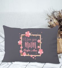 BK Gift Kişiye Özel İsimli Anneler Günü Tasarımlı Premium Kumaş Antrasit Dikdörtgen Kırlent Yastık, Anneler Günü Hediyesi, Ev Dekorasyonu-7