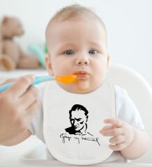 BK Kids Atatürk Temalı Beyaz Bebek Body Zıbın ve Mama Önlüğü Hediye Seti-19