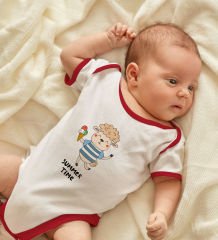 BK Kids Summer Time Tasarımlı Kırmızı Bebek Body Zıbın-1