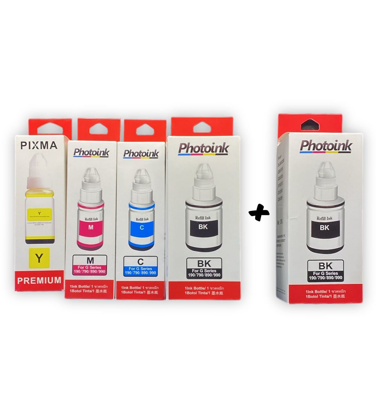 4 RENK +1 Siyah - Canon GI 490 uyumlu PHOTOINK PLUS Mürekkep TAKIMI - ÖZEL KUTULU AMBALAJINDA - G1400/G1410/G2400/G2410/G2411/G3400/G3411/G4400