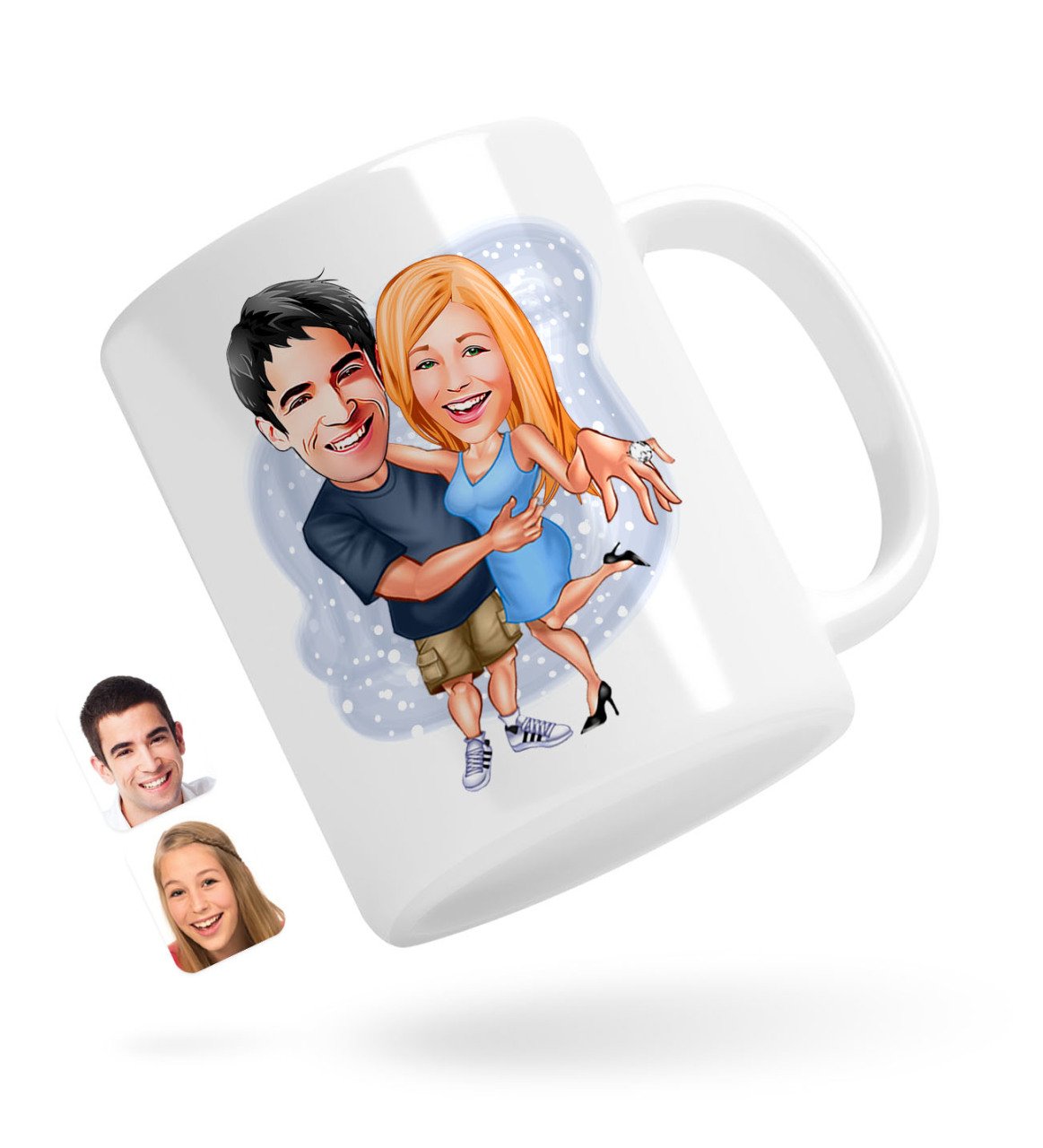 Kişiye Özel Sevgililer Karikatürlü Beyaz Kupa Bardak-14