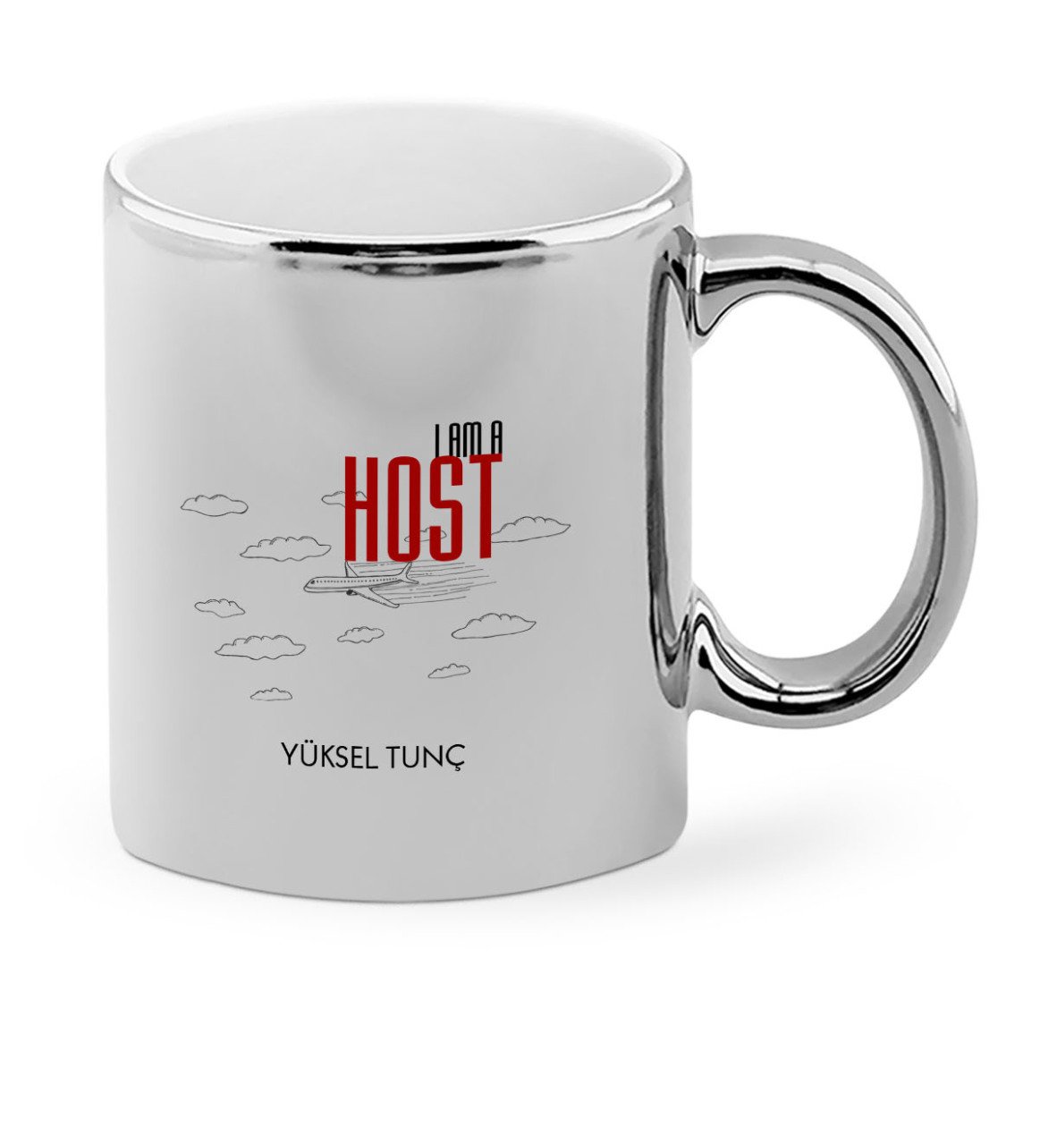 Kişiye Özel Mesleki Uçuş Görevlisi Host Krom Kupa Bardak - 1