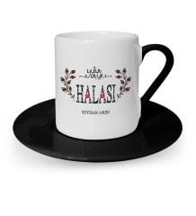 Kişiye Özel Yılın En İyi Halası Siyah Türk Kahvesi Fincanı
