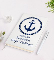Kişiye Özel İsimli Beyaz Seyir Defteri ve Kalem Seti-1