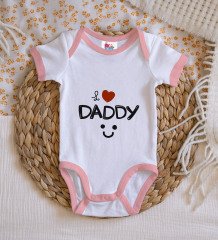 BK Kids I Love Daddy Tasarımlı Pembe Bebek Body Zıbın-1