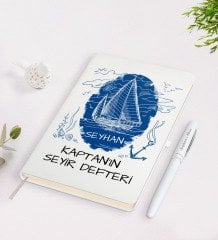 Kişiye Özel İsimli Beyaz Seyir Defteri ve Kalem Seti-2