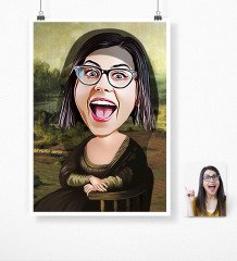 Kişiye Özel Mona Lisa Karikatür Poster (50 x 70 cm.)
