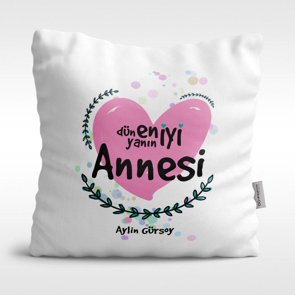 Kişiye Özel Dünyanın En İyi Annesi Tasarımlı Beyaz Saten Yastık - 11