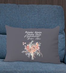 BK Gift Kişiye Özel İsimli Anneler Günü Tasarımlı Premium Kumaş Antrasit Dikdörtgen Kırlent Yastık, Anneler Günü Hediyesi, Ev Dekorasyonu-9