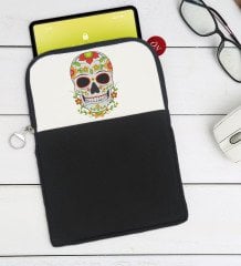 BK Gift Kurukafa Tasarımlı Taşınabilir Koruyucu Tablet Kılıfı & Organizer Çanta - Siyah-10