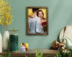 BK Home Yağlıboya Fotoğraflı Doğal Masif Ahşap Çerçeveli Tablo-1