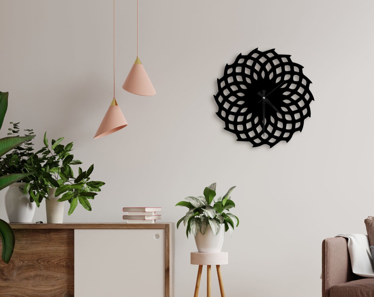 BK Home Dekoratif 45cm Ahşap Duvar Saati-71