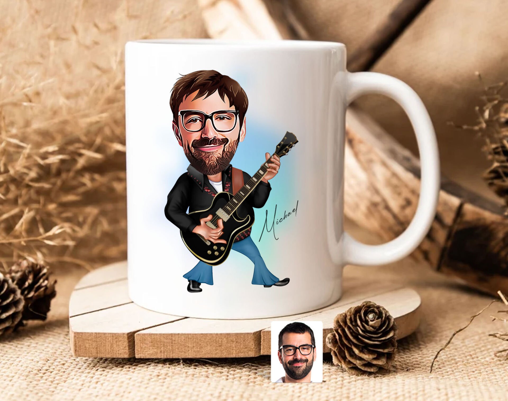 Bk Gift Kişiye Özel Rock And Roll Karikatürlü Beyaz Kupa Bardak-1, Sevgiliye Hediye, Arkadaşa Hediye