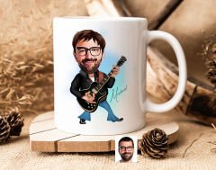 Bk Gift Kişiye Özel Rock And Roll Karikatürlü Beyaz Kupa Bardak-1, Sevgiliye Hediye, Arkadaşa Hediye