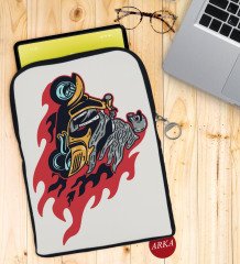 BK Gift Motorcu İskelet Tasarımlı Taşınabilir Koruyucu Tablet Kılıfı & Organizer Çanta - Siyah-1
