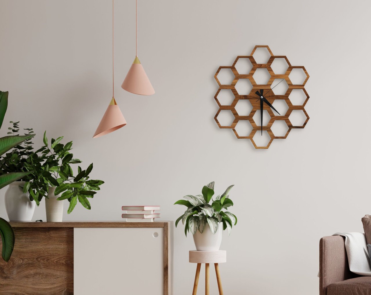BK Home Dekoratif 45cm Ahşap Duvar Saati-72