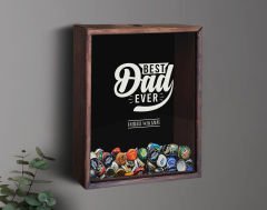 BK Gift Kişiye Özel İsimli Babalar Günü Tasarımlı Bira Kapağı Koleksiyonu Ahşap Kumbara-13, Ev Hediyesi, Babaya Hediye