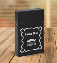 BK Gift Kişiye Özel İsimli DTF Baba Temalı Cam Kahve Fincanı & Türk Kahvesi & Sigara Kutusu & Çakmak Hediye Seti-4, Babaya Hediye, Babalar Günü Hediyeleri
