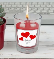 BK Gift Sevgiliye İsimli Cam Bardakta Kalp Figürlü Kokulu Mum-12, Sevgiliye Hediye, Sevgililer Günü