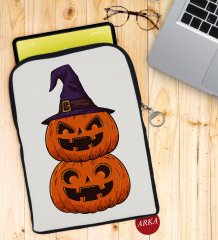 BK Gift Pumpkin Tasarımlı Taşınabilir Koruyucu Tablet Kılıfı & Organizer Çanta - Siyah-1