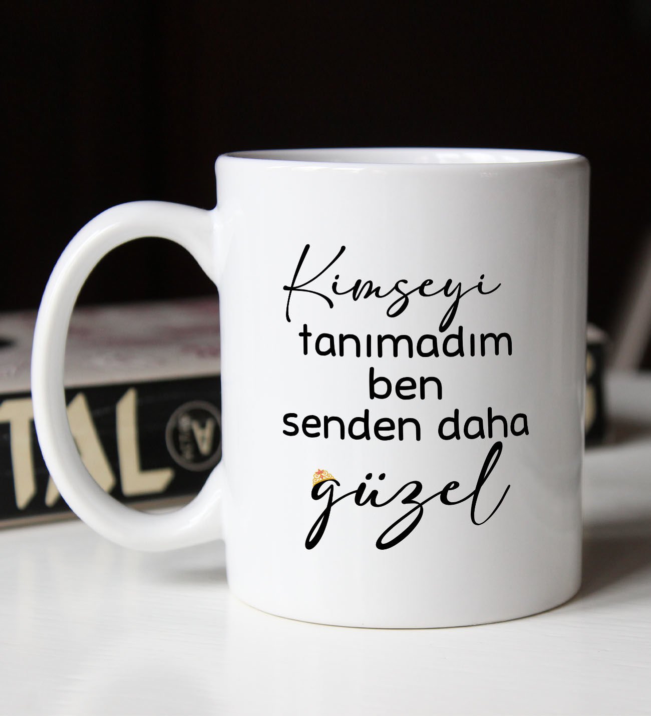BK Gift Kimseyi Tanımadım Ben Tasarımlı Beyaz Kupa Bardak Arkadaşa Hediye , Doğum Günü Hediyesi-3