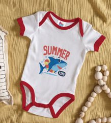 BK Kids Summer Time Tasarımlı Kırmızı Bebek Body Zıbın-2