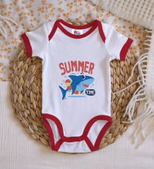 BK Kids Summer Time Tasarımlı Kırmızı Bebek Body Zıbın-2