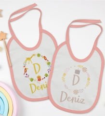 BK Kids Kişiye Özel Harfli İsimli 2’li Pembe Mama Önlüğü-1