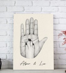 BK Gift Kişiye Özel İsimli El ve Pati Tasarımlı Siyah Beyaz Kanvas Tablo-2 20x30, Ev Dekorasyonu, Arkadaşa Hediye
