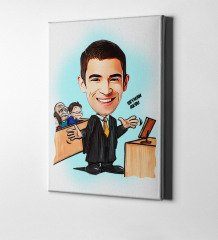Kişiye Özel Bay Avukat Karikatür Kanvas Tablo (50 x 70 cm.) 3