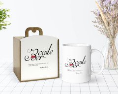 Kişiye Özel Ahşap Kutuda Mânâ Berceste Tasarımlı Beyaz Kupa Bardak-1