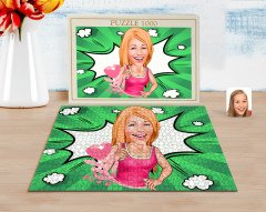 Kişiye Özel Kadın Karikatürlü 1000 Parça Profesyonel Puzzle-49