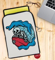 BK Gift Sörfçü İskelet Tasarımlı Taşınabilir Koruyucu Tablet Kılıfı & Organizer Çanta - Siyah-1
