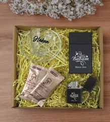 BK Gift Kişiye Özel İsimli DTF Baba Temalı Cam Kahve Fincanı & Türk Kahvesi & Sigara Kutusu & Çakmak Hediye Seti-7, Babaya Hediye, Babalar Günü Hediyeleri