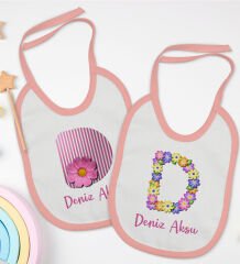 BK Kids Kişiye Özel Harfli 2’li Pembe Mama Önlüğü-1