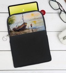 BK Gift Suluboya Tasarımlı Taşınabilir Koruyucu Tablet Kılıfı & Organizer Çanta - Siyah-2