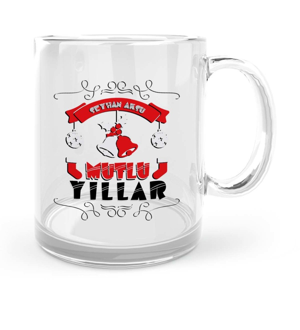 Kişiye Özel Mutlu Yıllar Cam Kupa Bardak - 6