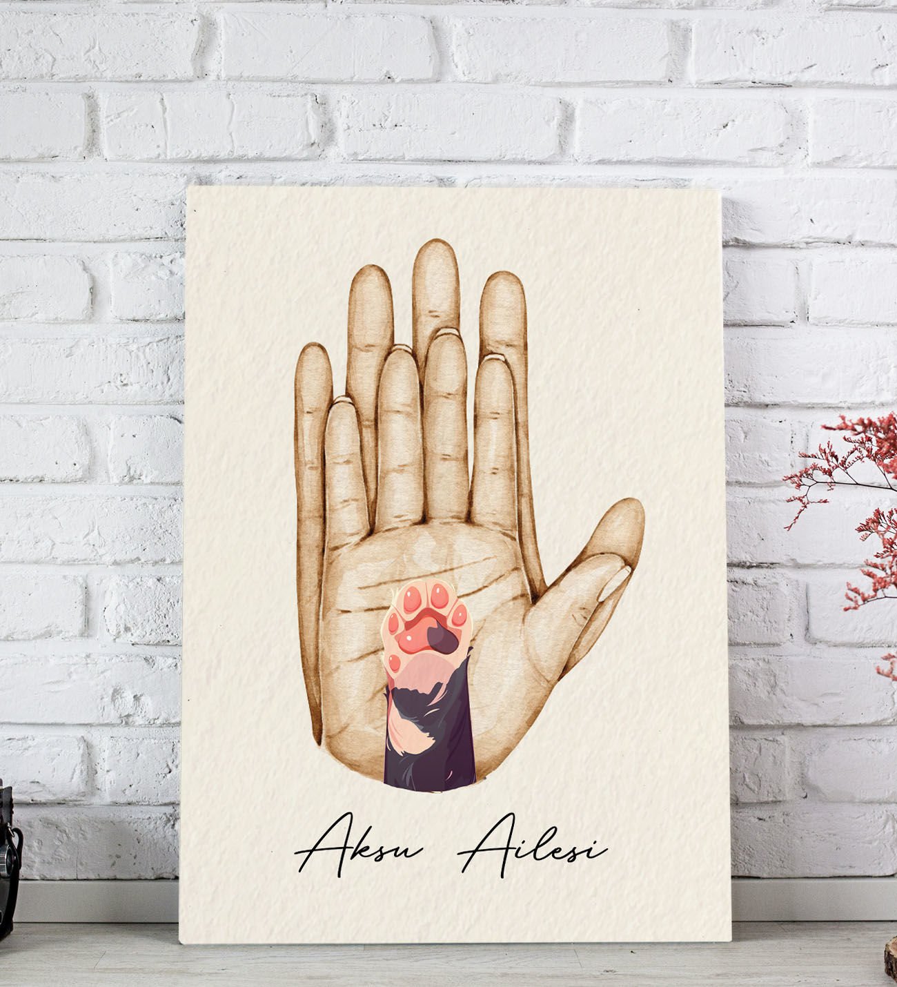 BK Gift Kişiye Özel İsimli Aile ve Pati Tasarımlı Renkli Kanvas Tablo-1 20x30, Ev Dekorasyonu, Arkadaşa Hediye