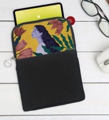 BK Gift Woman Art Tasarımlı Taşınabilir Koruyucu Tablet Kılıfı & Organizer Çanta - Siyah-1