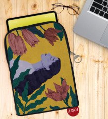 BK Gift Woman Art Tasarımlı Taşınabilir Koruyucu Tablet Kılıfı & Organizer Çanta - Siyah-1