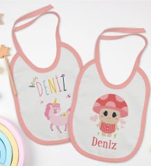 BK Kids Kişiye Özel İsimli 2’li Pembe Mama Önlüğü-1