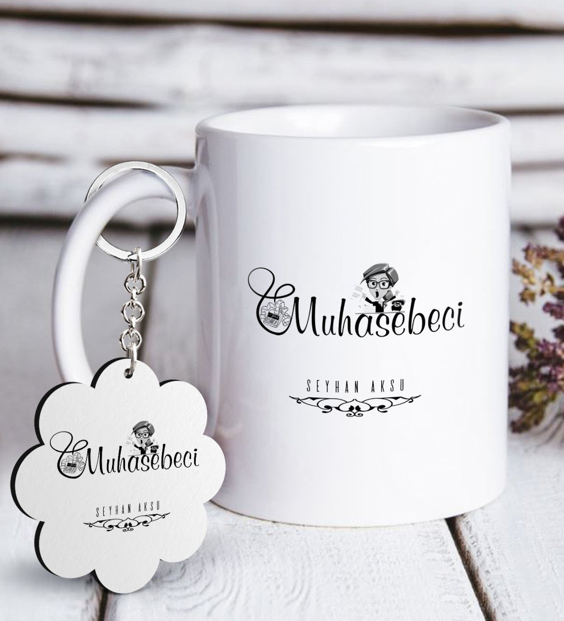 Kişiye Özel Mesleki Muhasebeci Beyaz Kupa ve Anahtarlık Hediye Seti-2