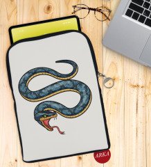 BK Gift Yılan Tasarımlı Taşınabilir Koruyucu Tablet Kılıfı & Organizer Çanta - Siyah-1