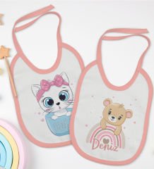 BK Kids Kişiye Özel İsimli 2’li Pembe Mama Önlüğü-2