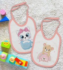 BK Kids Kişiye Özel İsimli 2’li Pembe Mama Önlüğü-2