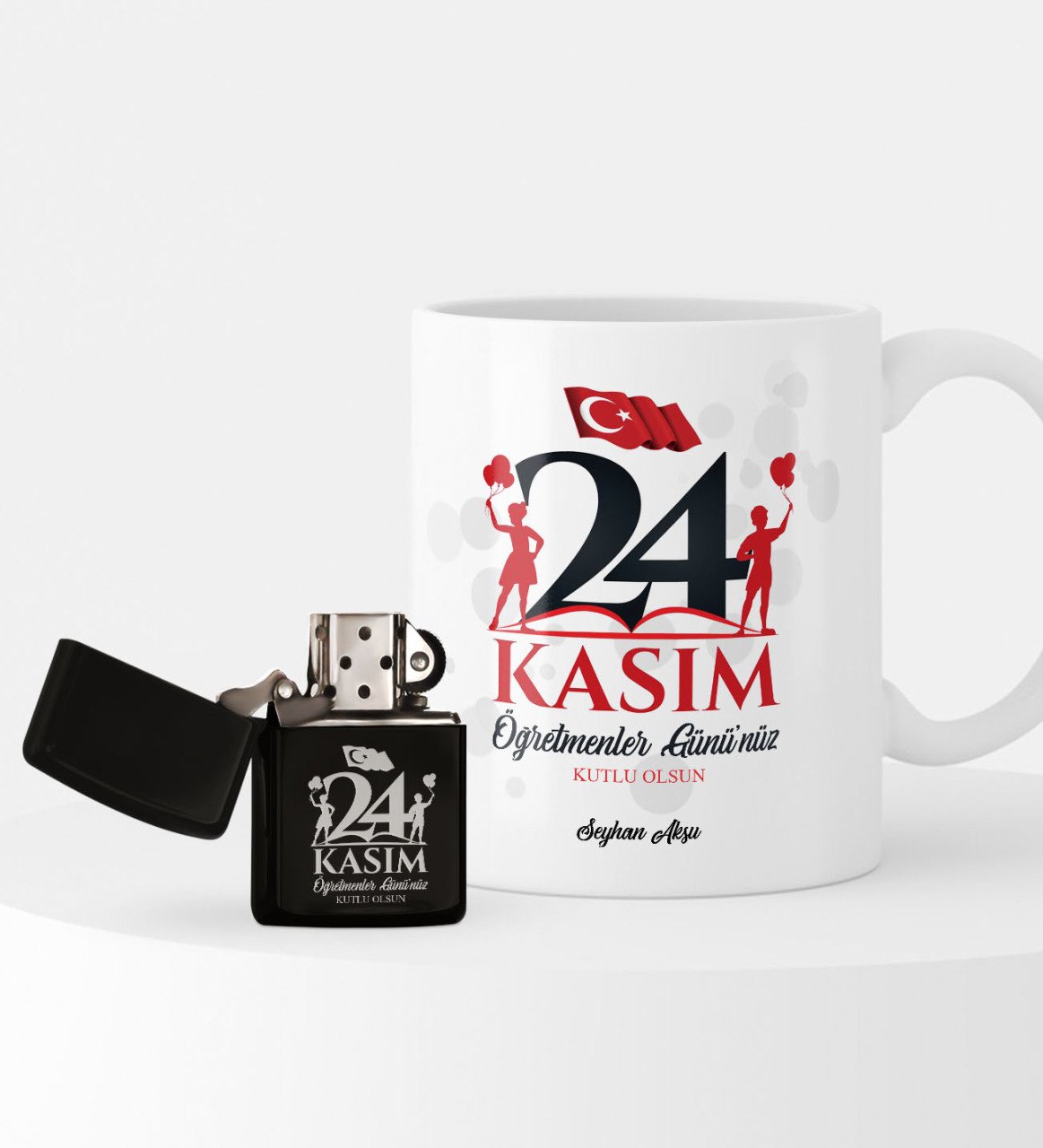 Kişiye Özel Öğretmenler Günü Temalı Çakmak ve Kupa Seti - 2