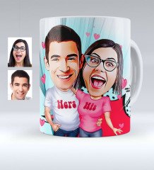 Kişiye Özel Sevgililer Karikatürlü Beyaz Kupa Bardak - 5