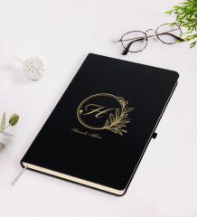 Kişiye Özel Baş Harf İsim Tasarımlı Siyah Defter-8