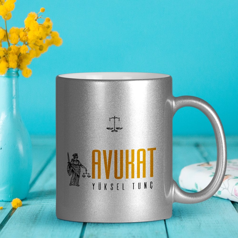 Kişiye Özel Mesleki Avukat Gümüş Yaldızlı Kupa Bardak - 2