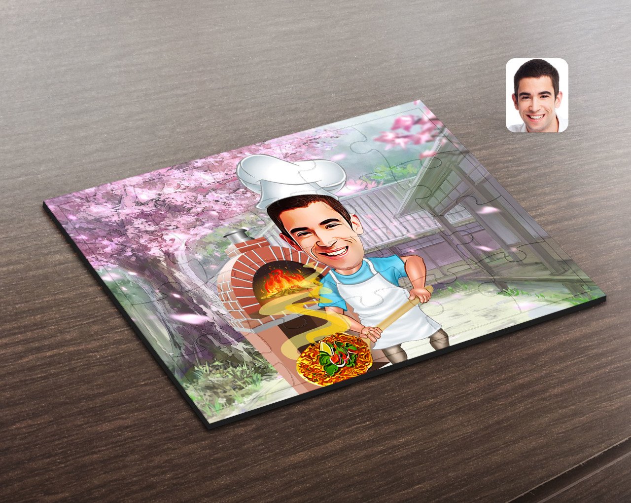 Kişiye Özel Erkek Kebapçı Karikatürlü Ahşap Puzzle-1